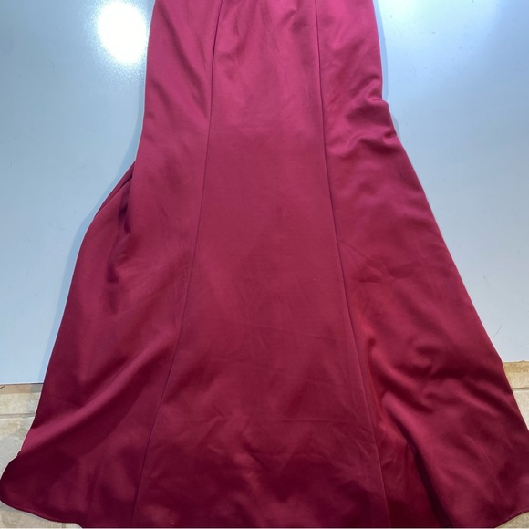 May Queen CoutureUSA Maroon MeshPanels Sleeveless High Neck Maxi Formal Dress 10 - Picture 11 of 16